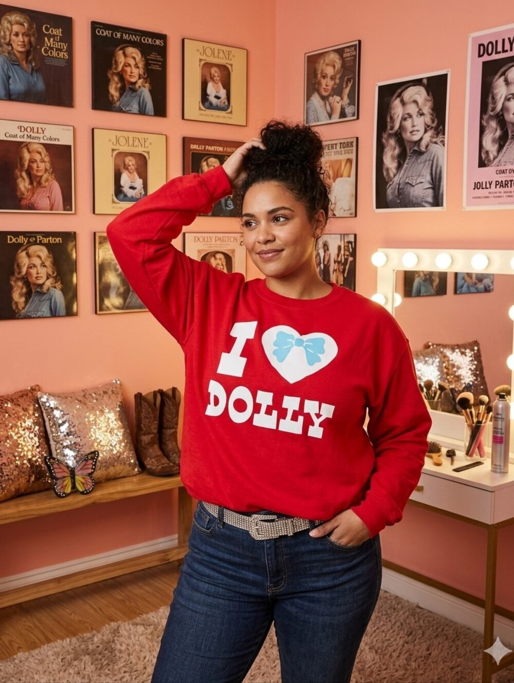 I Heart Dolly Graphic Sweatshirt - Red NWOT